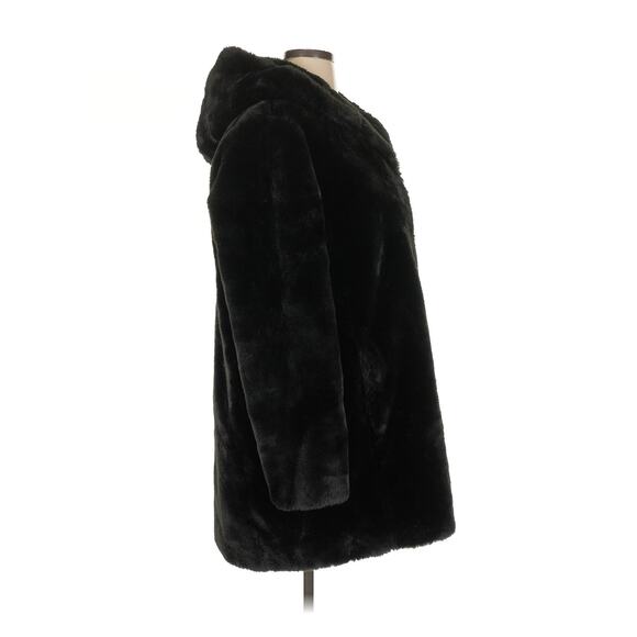 Women DKNY Black Faux Fur Hooded Coat Jacket Pockets Sz XL $380 - Picture 12 of 16